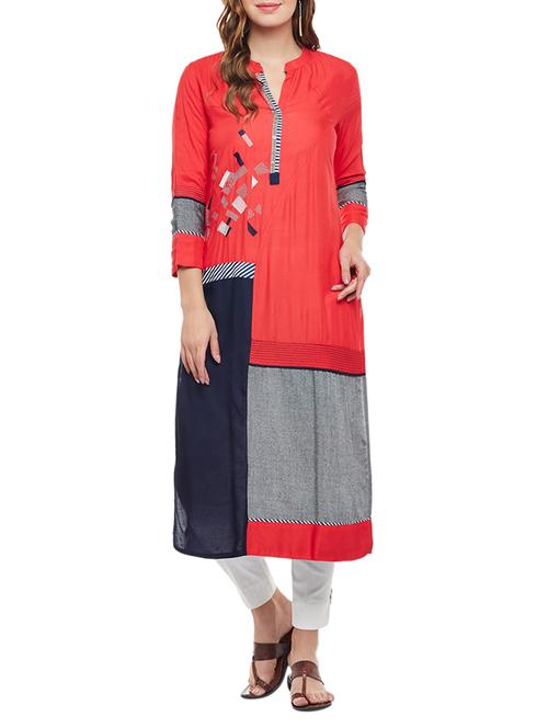 straight embroidered kurta - 15056037 - Standard Image - 1