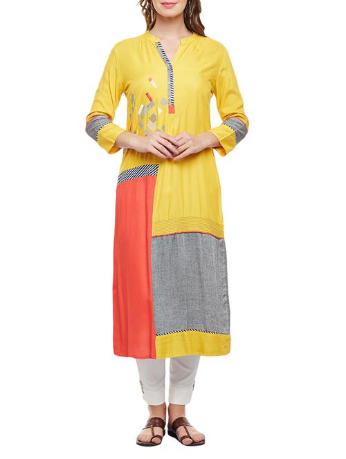 straight embroidered kurta - 15056038 - Standard Image - 1
