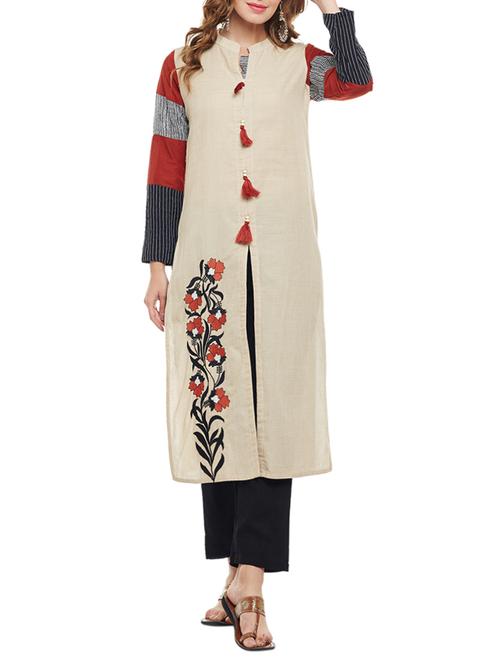 straight kurta with tassels - 15056043 - Standard Image - 1