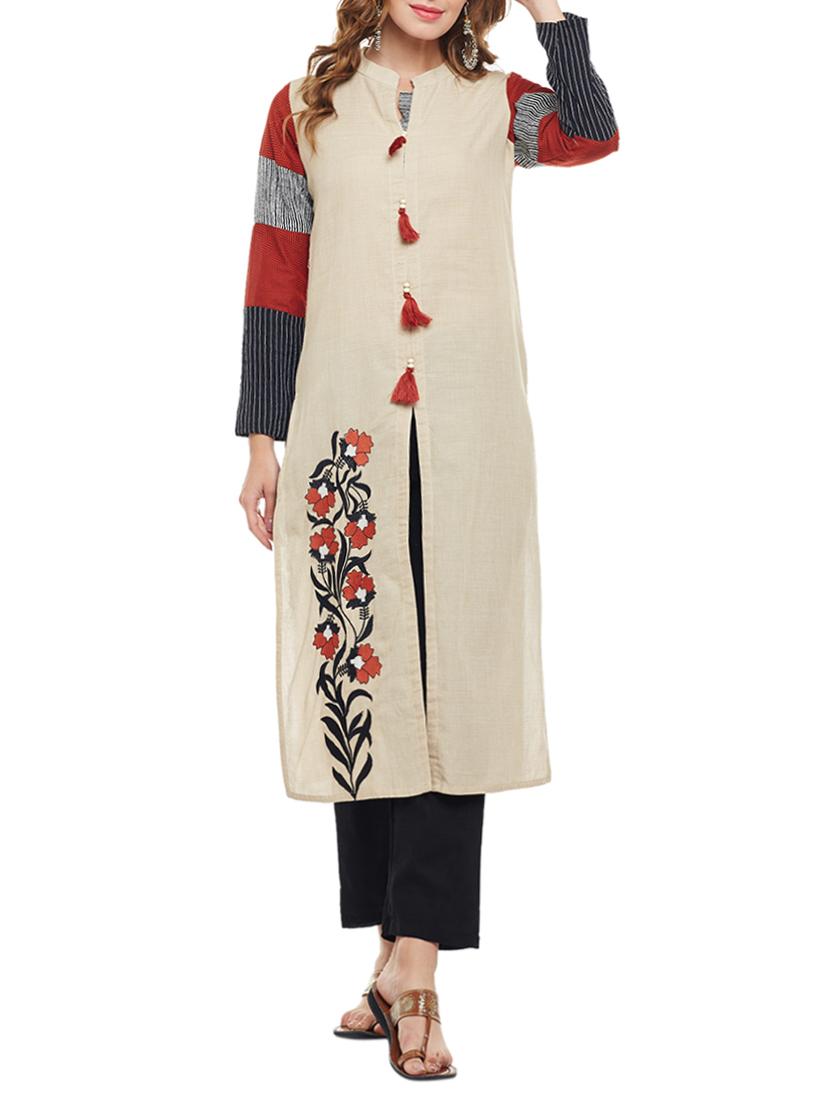 straight kurta with tassels - 15056043 - Zoom Image - 1