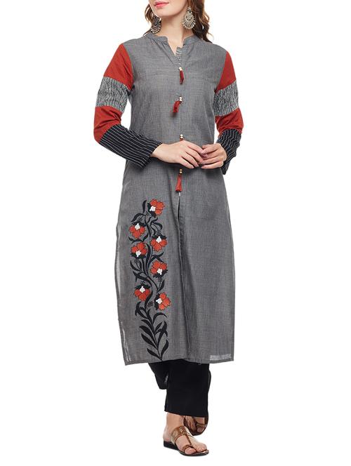 straight kurta with tassels - 15056045 - Standard Image - 1