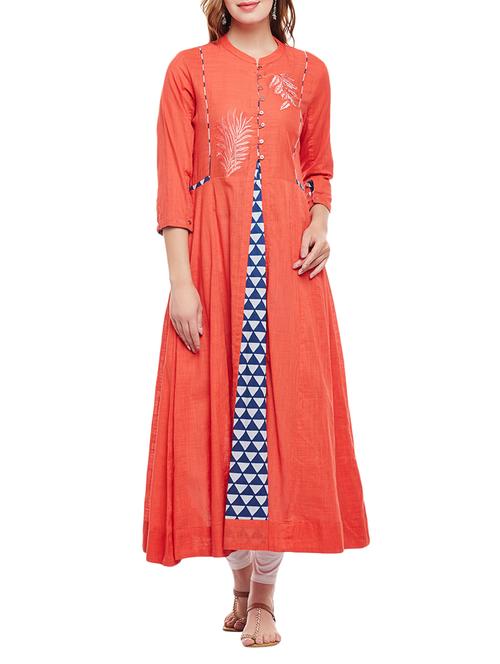 a-line embroidered kurta - 15056048 - Standard Image - 1