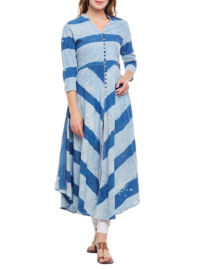 flared color block kurta - 15056058 - Zoom Image - 1