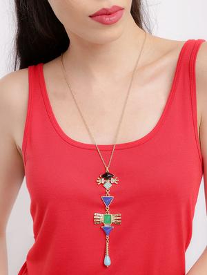 blue gold long necklace - 15056705 - Standard Image - 3