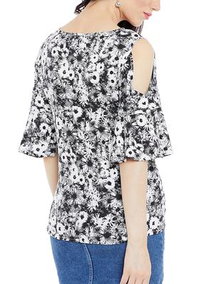 black crepe floral top - 15057368 - Standard Image - 3