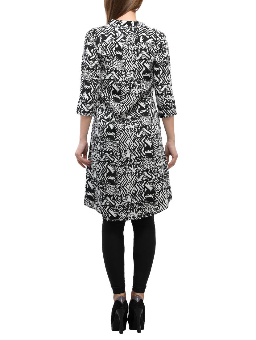 black crepe printed high-low tunic - 15057370 - Zoom Image - 3