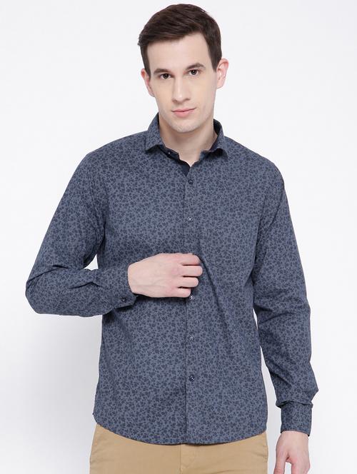 navy blue cotton casual shirt - 15057520 - Standard Image - 1
