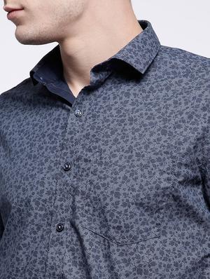 navy blue cotton casual shirt - 15057520 - Standard Image - 4