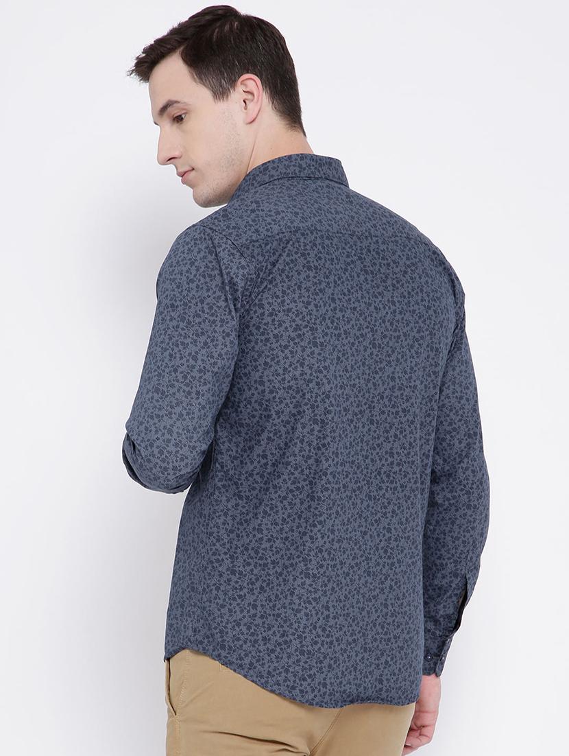 navy blue cotton casual shirt - 15057520 - Zoom Image - 3