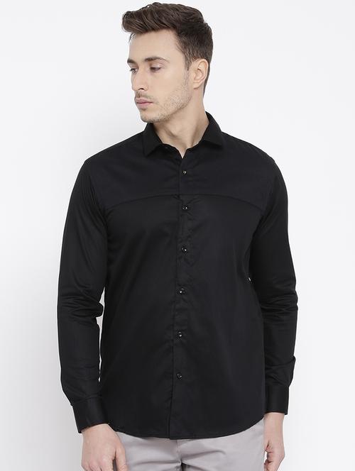 black cotton casual shirt - 15057549 - Standard Image - 1