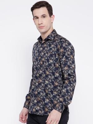 navy blue cotton casual shirt - 15057554 - Standard Image - 2