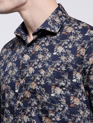 navy blue cotton casual shirt - 15057554 - Standard Image - 4