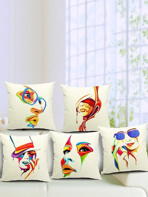 set of 5 digital printed cushion covers - 15058799 - Standard Image - 1