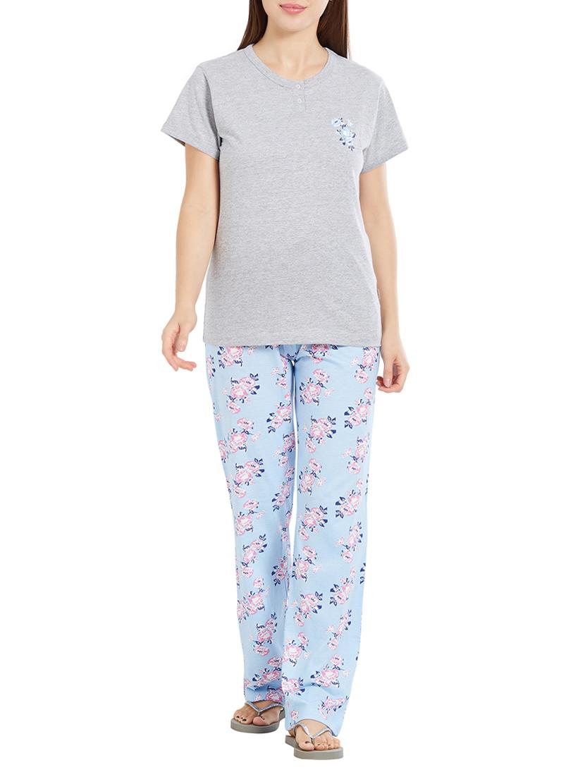 v-neck tee with pajama set - 15059263 - Zoom Image - 1
