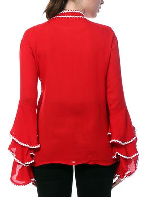 scalloped layered bell sleeved top - 15059279 - Standard Image - 3