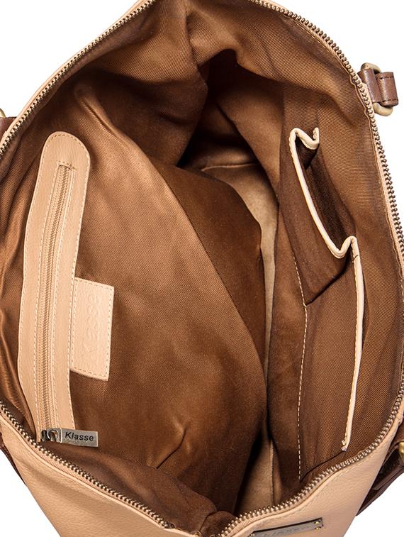 beige leather regular handbag - 15059344 - Zoom Image - 3