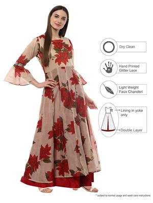 bell sleeves layered kurta - 15059558 - Standard Image - 3