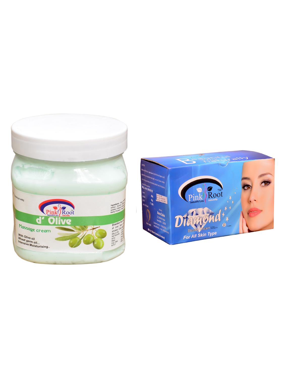 pink root diamond bleach 250gm and pink root d'olive massage cream 500ml - 15059661 - Zoom Image - 1