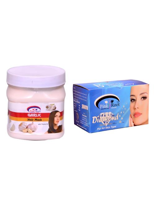 pink root diamond bleach 250gm and pink root garlic hair mask 500ml - 15059677 - Standard Image - 1