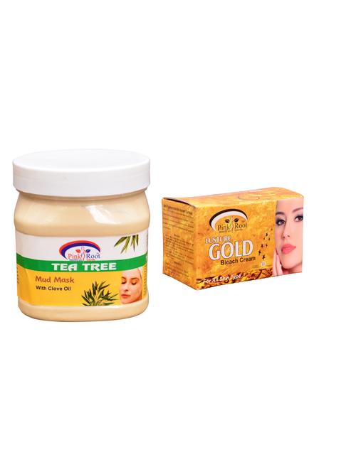 pink root gold bleach 250gm and pink root tea tree mud mask 500ml - 15059741 - Standard Image - 1