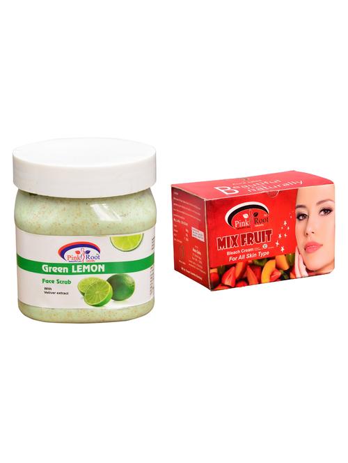pink root mix fruit bleach 250gm and pink root green lemon scrub 500ml - 15059932 - Standard Image - 1