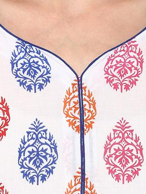 white cotton straight kurta - 15060219 - Standard Image - 4