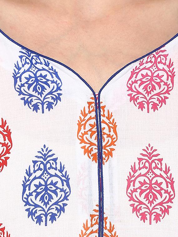 white cotton straight kurta - 15060219 - Zoom Image - 4