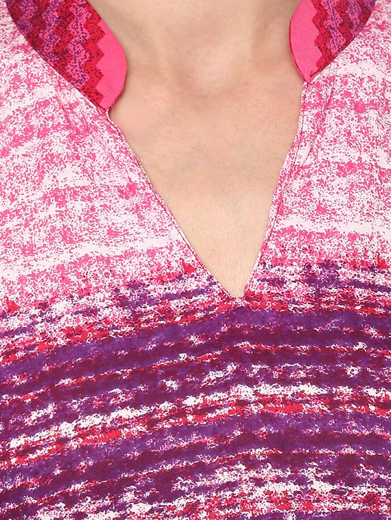 pink cotton straight kurta - 15060220 - Zoom Image - 4