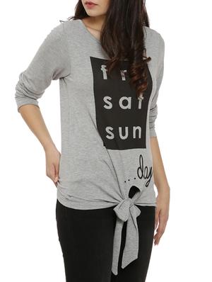 knotted hem quirky text top - 15060698 - Standard Image - 2