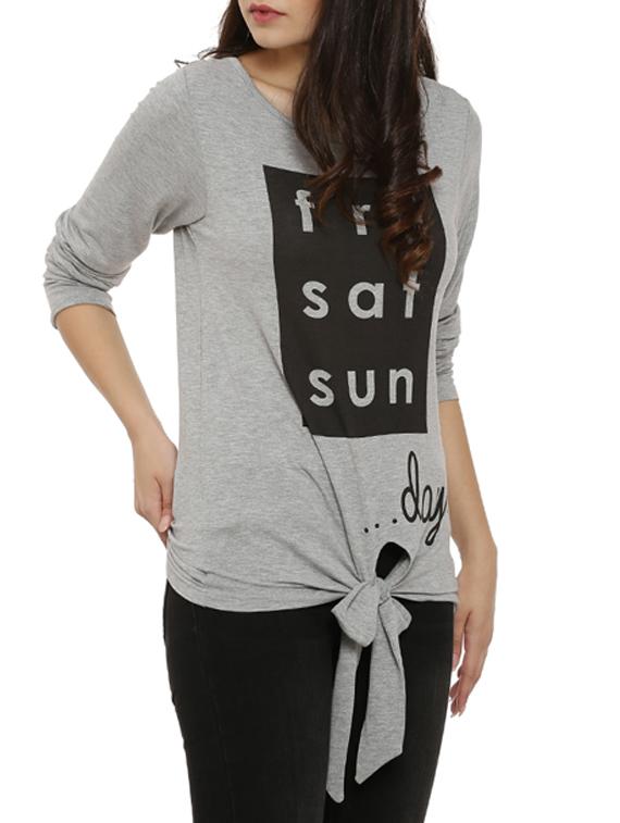 knotted hem quirky text top - 15060698 - Zoom Image - 2