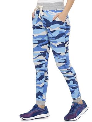 light blue cotton printed track pants - 15060714 - Standard Image - 2