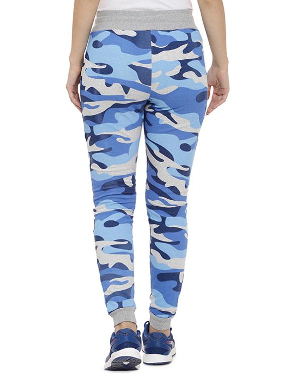 light blue cotton printed track pants - 15060714 - Zoom Image - 3