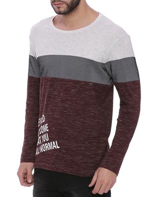 maroon cotton front print t-shirt - 15060717 - Standard Image - 2