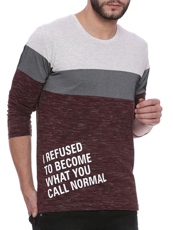maroon cotton front print t-shirt - 15060717 - Zoom Image - 1