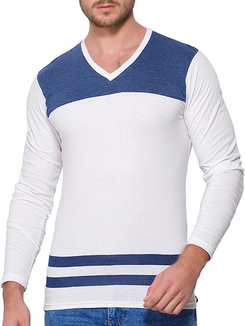 white cotton color block t-shirt - 15060730 - Standard Image - 1