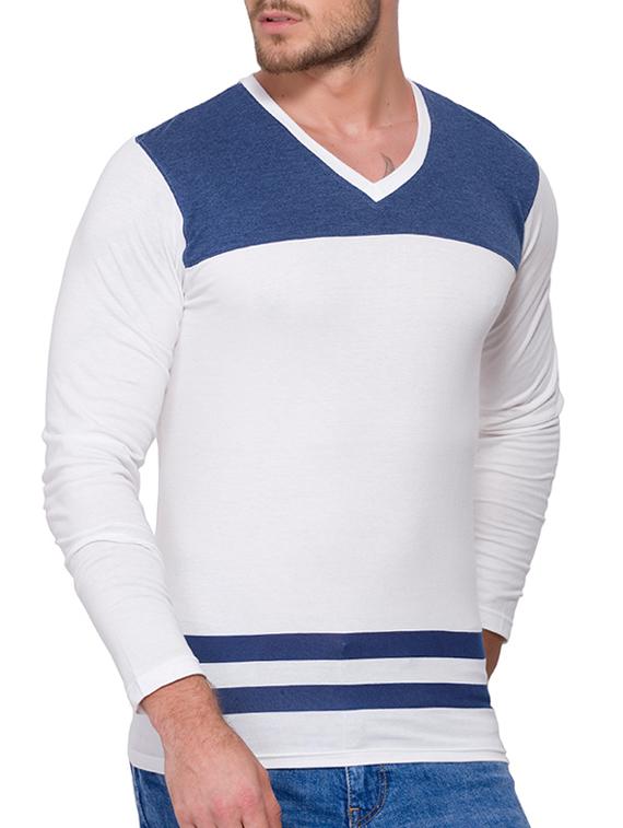 white cotton color block t-shirt - 15060730 - Zoom Image - 2