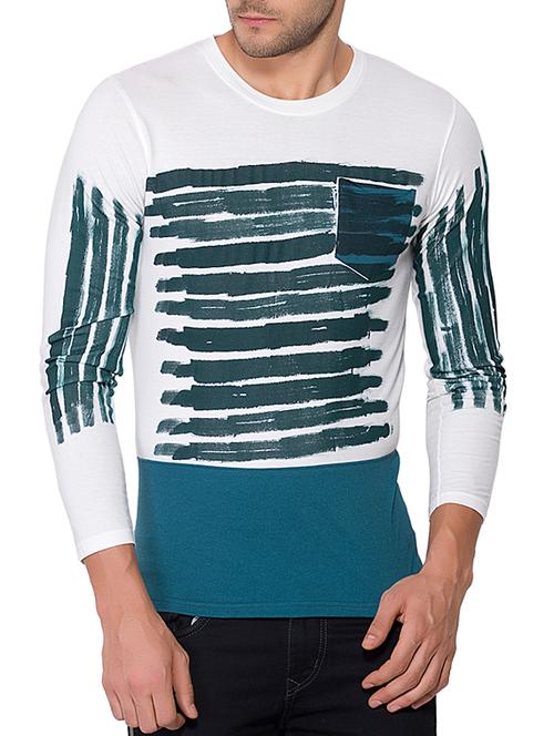 blue cotton front print t-shirt - 15060753 - Standard Image - 1