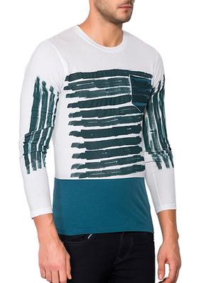 blue cotton front print t-shirt - 15060753 - Standard Image - 2