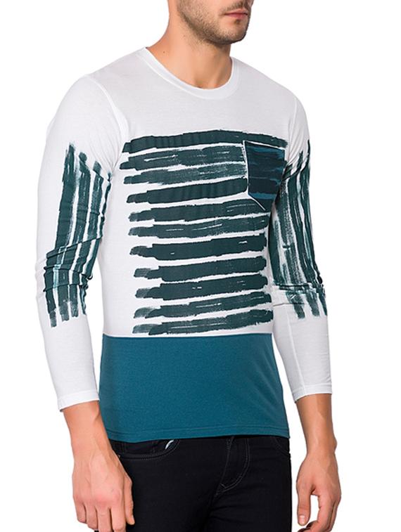 blue cotton front print t-shirt - 15060753 - Zoom Image - 2