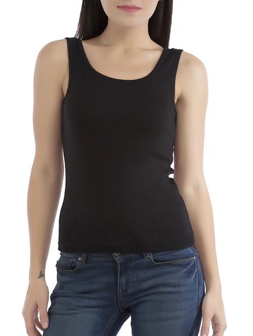 black solid cotton tank tee - 15061040 - Standard Image - 1