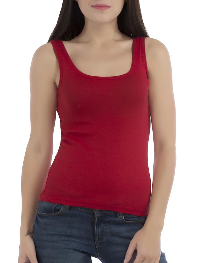 red solid cotton tank tee - 15061042 - Zoom Image - 1