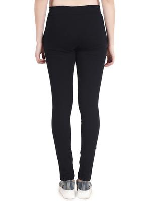 black solid cotton track pants - 15061280 - Standard Image - 3