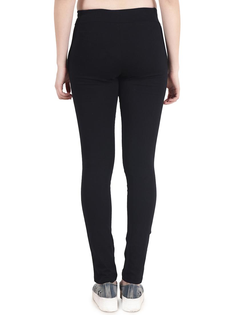 black solid cotton track pants - 15061280 - Zoom Image - 3