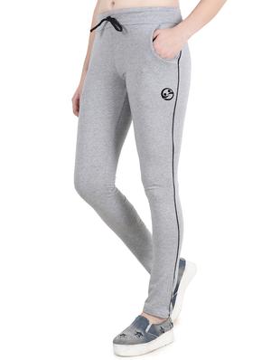 grey solid cotton track pants - 15061281 - Standard Image - 2