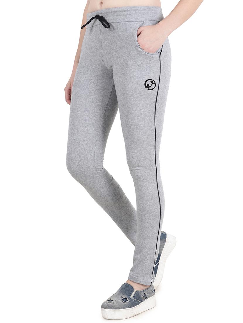 grey solid cotton track pants - 15061281 - Zoom Image - 2