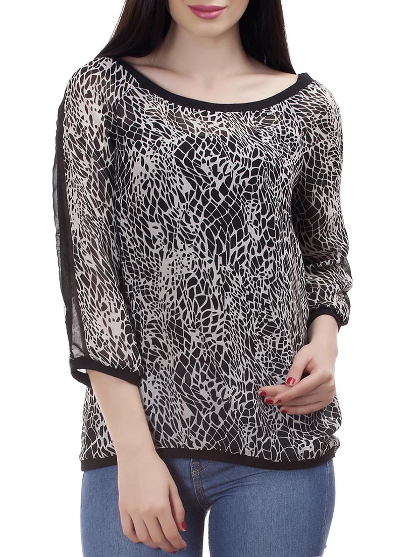 black animal printed top - 15061346 - Zoom Image - 1