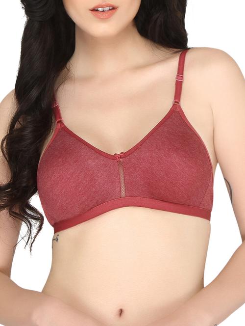 solid maroon cotton bra - 15061527 - Standard Image - 1