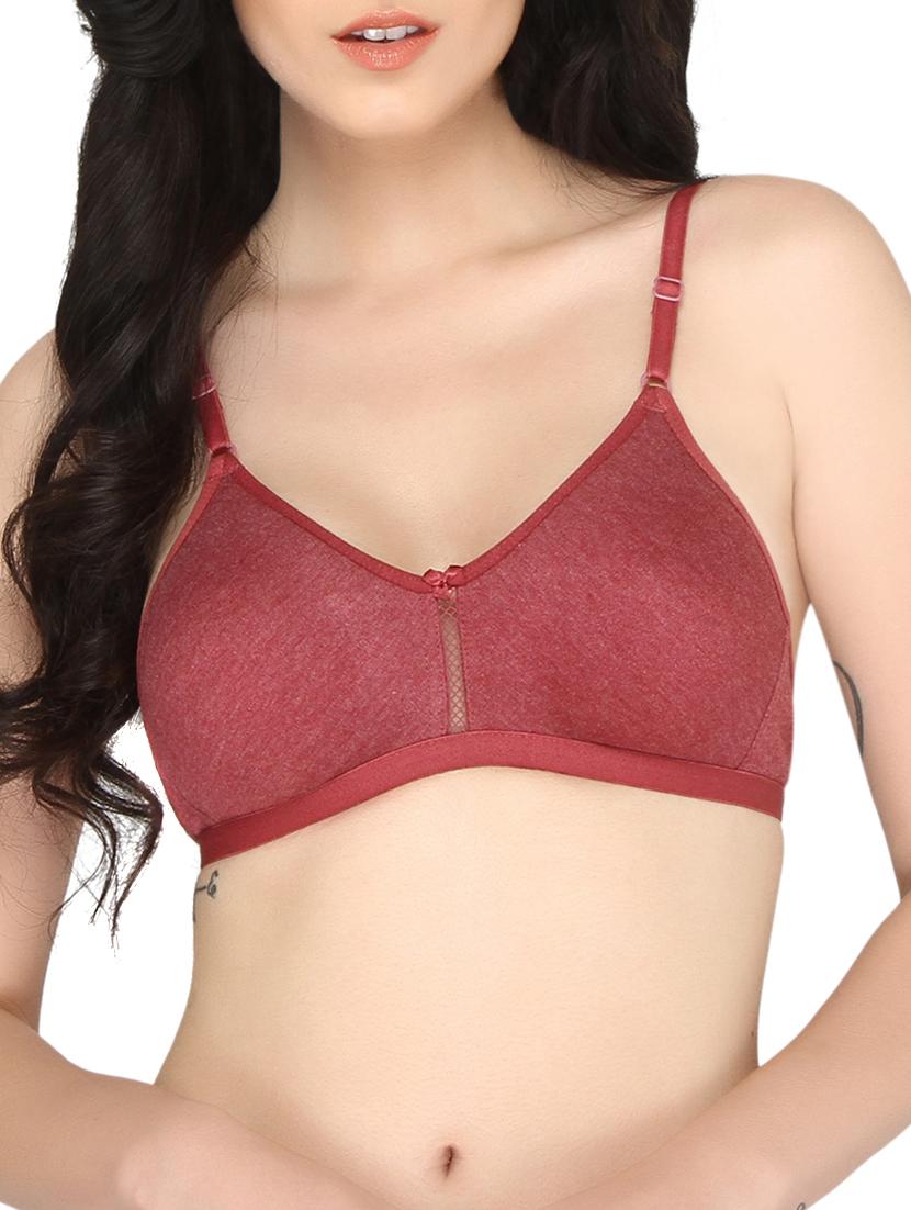 solid maroon cotton bra - 15061527 - Zoom Image - 1