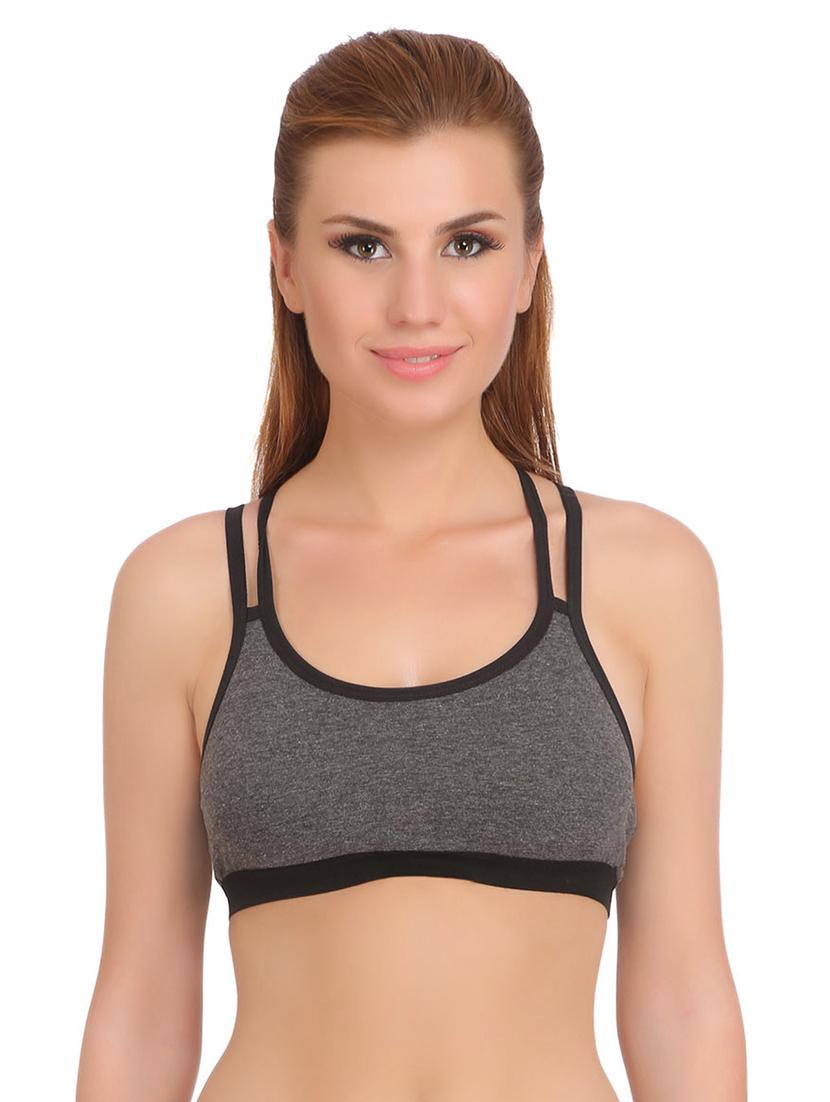 grey cotton sports bra - 15061697 - Zoom Image - 1