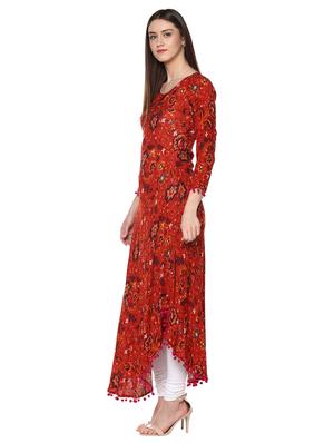 asymmetric printed kurta - 15061751 - Standard Image - 2
